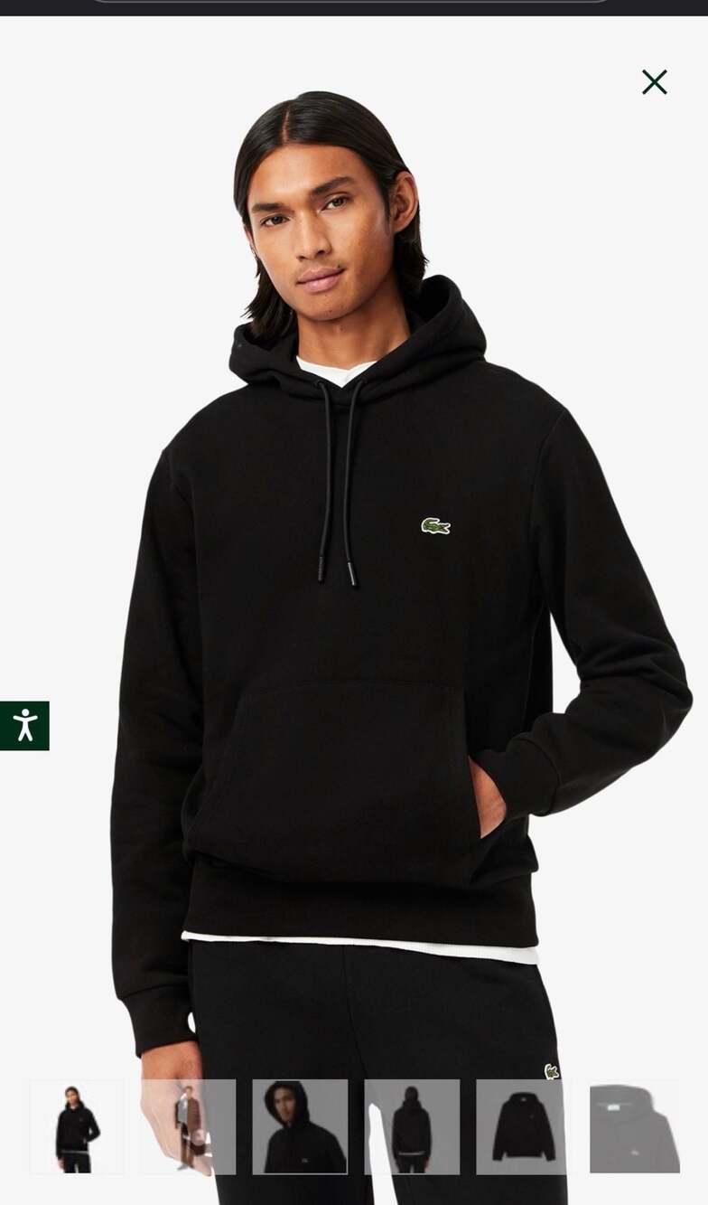 Lacoste Men's Classic Solid Cotton Fleece Pullover Hoodie Black